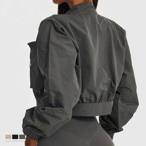 Veste de sport à manches longues à séchage rapide pour femmes, vêtements de fitness, hauts de yoga décontractés avec poches - Product Image 2