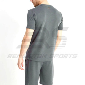 Conjunto de camiseta de manga corta y pantalones cortos para hombre, ropa de Fitness, de verano, de Color sólido, de alta calidad - Product Image 2
