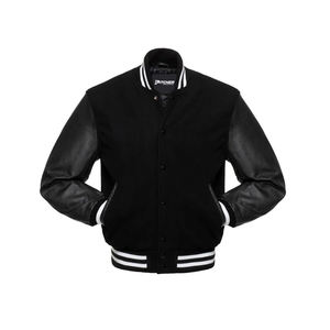 Veste universitaire sur mesure pour homme de qualité supérieure, mélange de laine, manches en cuir PU, col côtelé, veste de baseball, approvisionnement en gros OEM - Product Image 2