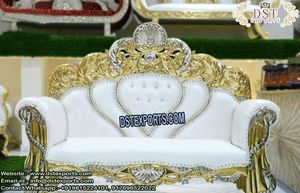 Vente en gros Canapé de mariage 3 places blanc Mariage éblouissant Canapé de scène à thème Bollywood Causeuse de mariage à la mode Chaise pour scène - Product Image 5