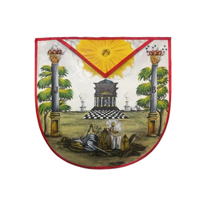 Tablier maçonnique en chenille peint à la main avec attache magnétique brodée, style luxueux, couleurs et motifs personnalisés - Product Image 3