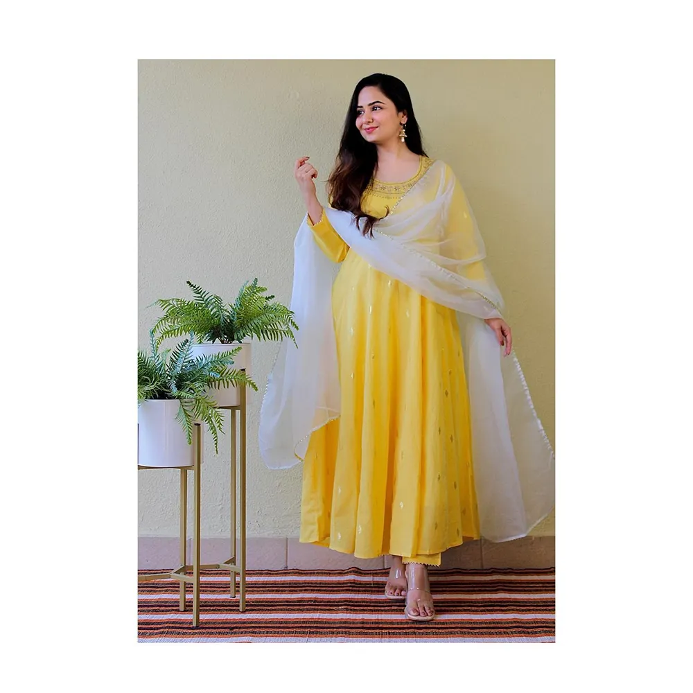 Zomerkleding Lange Maat Anarkali Kurti Met Broek En Dupatta Voor Vrouwen Kopen Voor De Beste Prijs Uniek Ontwerp Handgemaakt Product