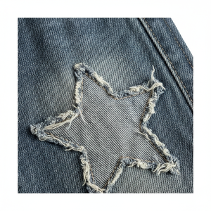 Jean baggy style Y2K à jambe courbée pour homme, en denim vintage délavé, tricoté, hiver, logo personnalisé, coupe ample rétro streetwear - Product Image 5