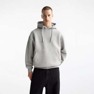 Sweat-shirt gris pour homme avec cordon de serrage réglable, poche avant et coupe ample décontractée pour plus de confort - Product Image 1