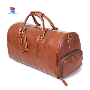 Zapatos de cuero genuino Compartimento Viaje Durante la noche Bolsa de lona Hombres Mujeres | Bolsas de lona de cuero genuino de viaje hechas a medida - Product Image 1