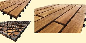 Azulejo de cubierta de Patio de madera de Acacia antideslizante moderno 15 listones tipo entrelazado impermeable uso interior exterior balcón jardín - Product Image 6