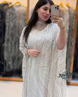 Robe de soirée de luxe AWAIS, coupe empire, longueur ras du sol, col rond, soutien-gorge intégré, broderie, perles et cristaux
