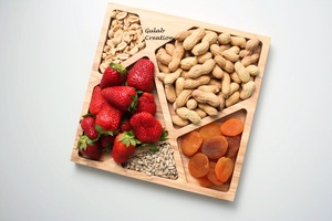Bandeja cuadrada de madera con 5 compartimentos para nueces, plato multisección para servir aperitivos para frutas secas, dulces y aperitivos - Product Image 2