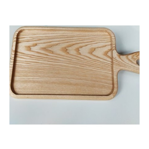 Plateau en bois robuste avec motif tissé en rotin-Plateau de service décoratif pour fruits, boissons et petit-déjeuner au lit - Product Image 2