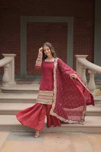 Pakistani Indian Sharara Suit Design Wedding <b>Kurti</b> Sharara Dupatta, Kameez Party Wear Dresses Gown <b>Kurti</b> - Product Image 3
