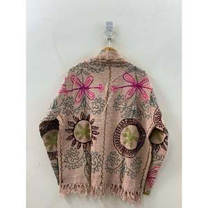 Bagh <b>Reversible</b> <b>Jacket</b> Blush Folk Varsity Style Outerwear Lace Decoration Suede Leather Material Cotton Nylon Filling-for All - Product Image 2