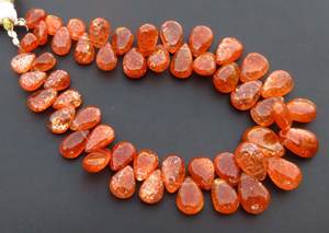 ลูกปัดลูกแพร์ซันสโตนประกายสีรุ้งสีส้มเข้ม8-13มม. 8เกลียวขัดเงาเรียบสำหรับเครื่องประดับจากแอฟริกา - Product Image 6