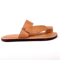 Sandal buatan tangan pria wanita, Kasut kulit sapi datar gaya kasual Arab musim panas