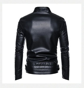 เสื้อโค้ทเข้ารูปใหม่ S-5XL แจ็กเก็ตหนังแนวสตรีทสำหรับผู้ชายเสื้อแจ็กเก็ตหนังพียูสำหรับขี่มอเตอร์ไซค์ฤดูหนาวคอตั้งเสื้อกันลมแบบลำลอง - Product Image 4