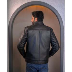 Veste en cuir noir SF001 imperméable réversible, style vintage streetwear, fermeture éclair verticale, taille XS pour l'automne et le printemps - Product Image 3