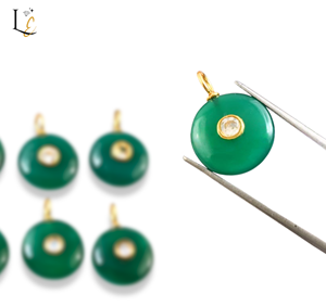 จี้เงินแท้ 925 ประดับพลอยออนิกซ์สีเขียวธรรมชาติทรงกลม ขนาด 15 มม. สำหรับทำเครื่องประดับ - Product Image 4