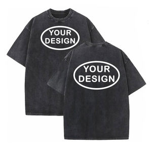 Camiseta personalizada Your Logo Men Hip hop Street Top 100% algodón puro ajuste suelto bordado estampado desgastado, camisa de moda - Product Image 1