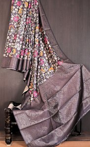 Saree ดีไซเนอร์ที่มีขอบการทอผ้าและการพิมพ์ที่ดีพร้อมกับ zari butti ขนาดเล็กที่สวยงามใช้ได้ทั้งส่าหรี - Product Image 3