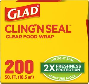 Glad Cling ‘N Seal <b>Plastic</b> Food <b>Wrap</b>, 200 Square Foot Roll, Pack of 12 - Product Image 5