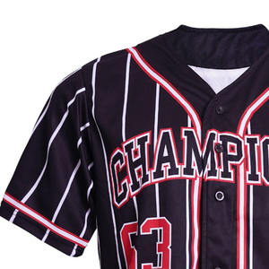 เสื้อเบสบอลเปล่าราคาถูกแบบกำหนดเอง ดีไซน์สีดำ ปักโลโก้ด้วยเทคนิคซับลิเมชั่น เสื้อเบสบอล - Product Image 5