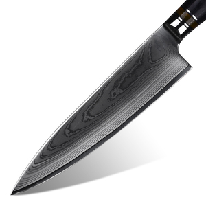 2025 nueva llegada japonés 8 pulgadas VG10 Damasco acero Kiritsuke Chef cuchillo cuchillos de cocina mango de ébano madera solidificada dirigida - Product Image 2