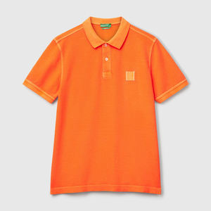 Business Casual <b>Men's</b> Summer <b>Orange</b> regular fit polo Solid Pattern Loose Lapel Breathable <b>Shirt</b> Private Label - Product Image 4