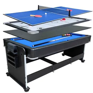โต๊ะเกมส์อเนกประสงค์ 4 in 1 ขนาด 7 ฟุต แบบหมุนได้ สำหรับพูล สนุกเกอร์ บิลเลียด และปิงปอง จากโรงงาน - Product Image 1