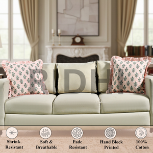 ปลอกหมอนอิงลายดอกซัลมอน ลายทาง แต่งระบาย สไตล์ตะวันตก ผ้าฝ้ายแท้ ถอดซักได้ ทันสมัย หรูหรา - Product Image 4