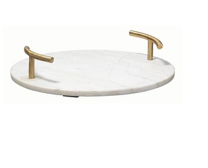 Bandeja de mármol blanco Bandeja de mango de mármol blanco y dorado nuevo con precios baratos a granel - Product Image 6