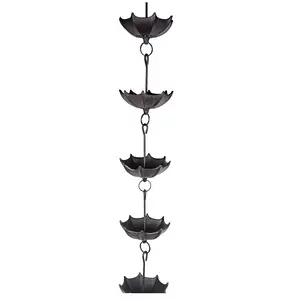 Ombrelli Design coppe metallo ferro nero verniciato a polvere finito pioggia catena casa e giardino ornamenti decorativi al prezzo più basso