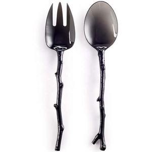 Couverts en acier inoxydable de haute qualité, titane mat cuillère de mariage fourchette service à salade avec poignée de conception de brindille - Product Image 1