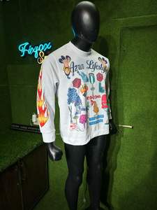 Venta al por mayor de los hombres en blanco de gran tamaño de cuello redondo sudadera Premium 100% algodón personalizado tejido térmico sudaderas con capucha sudadera - Product Image 5