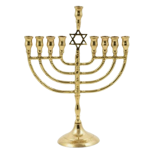 เชิงเทียนสำหรับศาสนา Judaica Hanukkah Menorah ชุบทองขัดเงา9สาขา - Product Image 2