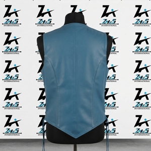 Custom PU <b>Leather</b> V-Neck <b>Vest</b> Single Breasted Button Closure Solid Color Autumn Outer Wear Casual Style <b>Men's</b> <b>Leather</b> <b>Vest</b> - Product Image 2