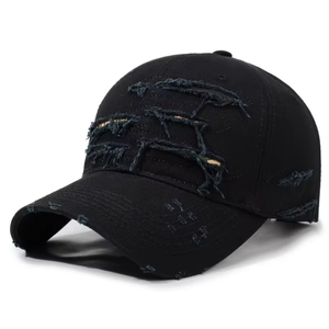Casquette de baseball vintage déchirée avec broderie, visière anti-UV, unisexe, quatre saisons, décontractée, respirante, imperméable, en satin, pour hommes et femmes - Product Image 1