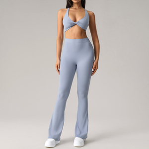 Ensemble de sport pour femmes, soutien-gorge de yoga taille haute, shorts, uni, à carreaux, haute élasticité, lifting des fesses, ensemble actif confortable, respirant, tendance, salle de sport - Product Image 3
