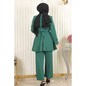 Ensemble décontracté 2 pièces avec ceinture chaîne et longueur midi 100% coton - Product Image 4