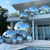 Boule miroir gonflable géante en PVC argenté personnalisée, ballon sphérique décoratif