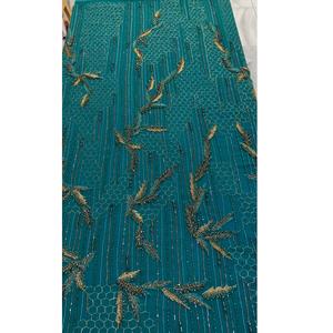 <b>Direct</b> factory Supply <b>Beaded</b> Cotton Fabric with Heavy Lace Embroidery for Bridal and Occasion Wear Available for factory Price - Product Image 1