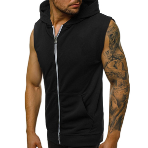 Sudadera con capucha para hombre, ropa de gimnasio sin mangas, 100% algodón, con Logo impreso y diseño, venta al por mayor - Product Image 5