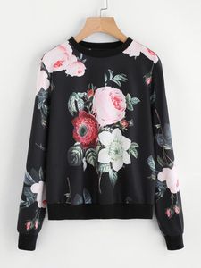 Women Clothing Custom Logo Printing <b>Long</b> Sleeve Floral Print Drop Shoulder <b>Sweatshirt</b> - Product Image 4