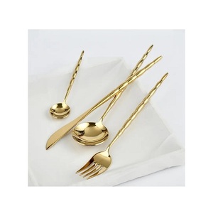 ชุดช้อนส้อมมีดแนววินเทจ,ช้อนส้อมสแตนเลสสีทองเคลือบโรสโกลด์สำหรับงานแต่งงาน - Product Image 1