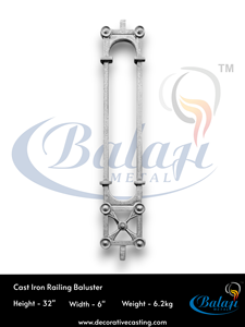 Barandilla de Hierro Fundido y Aluminio para Balcón, Modelo EBM-02550 de Balaji Metals, Estilo Moderno, Sin Marco, Acabado Gris Pulido, Resistente al Óxido - Product Image 3