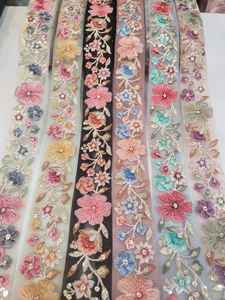 Usine en gros sac dentelle coupe coton maille coloré fleur broderie dentelle garniture - Product Image 2