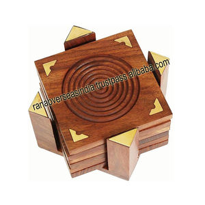 Ensemble de sous-verres en noyer en bois fait à la main de haute qualité avec support ensemble de 6 pour tasses à thé tasses à café et verres à eau - Product Image 2