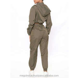 Survêtement décontracté d'hiver avec logo personnalisé pour hommes, tenues 2 pièces, costume coupe-vent, sweat à capuche et jogging léger avec fermeture éclair complète - Product Image 3