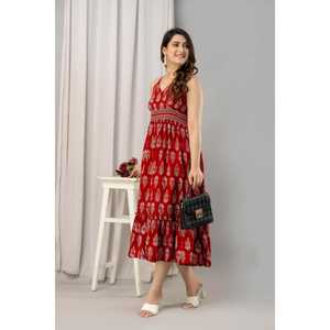 Motivos Étnicos Impreso Rojo Sin Mangas Fit and Flare Maxi 2017 - Product Image 2