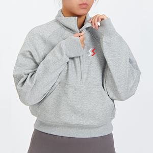 เสื้อสเวตเชิ้ตแขนยาวแบบมีซิปครึ่งตัวสำหรับผู้หญิง แฟชั่นฤดูใบไม้ร่วง ทรงโอเวอร์ไซส์ สไตล์ควีน ชุดเสื้อผ้า เสื้อสเวตเชิ้ตมีซิปครึ่งตัว - Product Image 1