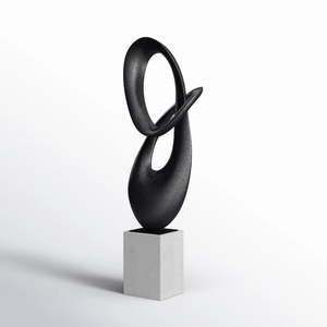 Escultura abstracta de acento negro con Base novedad regalo promocional objetos artesanías de Metal accesorios de decoración del hogar al por mayor - Product Image 5