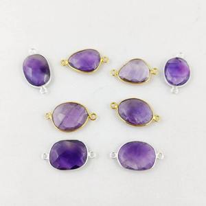 Bulk Supply Free Form Amethyst Bezel Settings Plated Bezel Connectors for <b>Boho</b> Jewelry Making Connectors for Statement Jewelry - Product Image 1